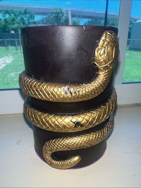 Serpent Gold Snake Cobra Pillar Candle Black Magic Gothic RARE NEW